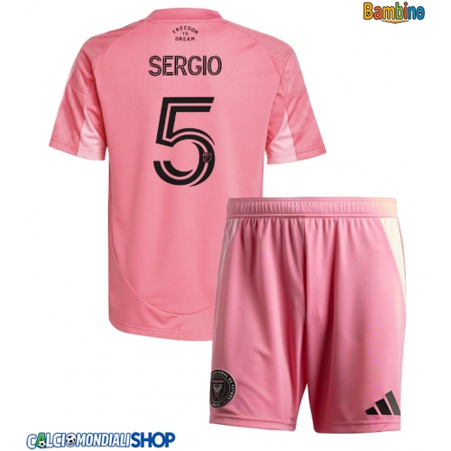 Maglie da calcio Inter Miami Sergio Busquets #5 Prima Maglia Bambino 2025-26 Manica Corta + Pantaloni corti)